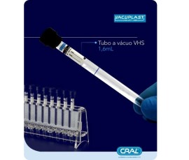 Tubo De Vácuo de Vidro VHS Com Citrato De Sódio 3,8% Aspiração 1,6 Ml - 100 Unid - Cral